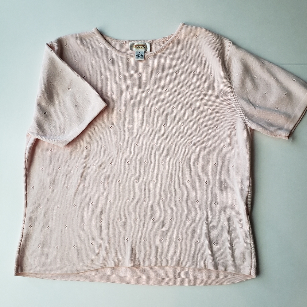 Talbots soft rose pink cotton knitt women size medium